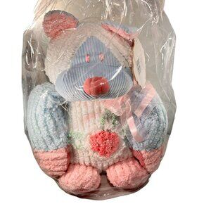 Chenille Animals Plush CAT By CWC 16” Pink Blue White Original Package with Tags